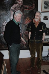 Sandy Moffat and John Byrne in discussion about Steven Campbell. Glasgow School Of Art.